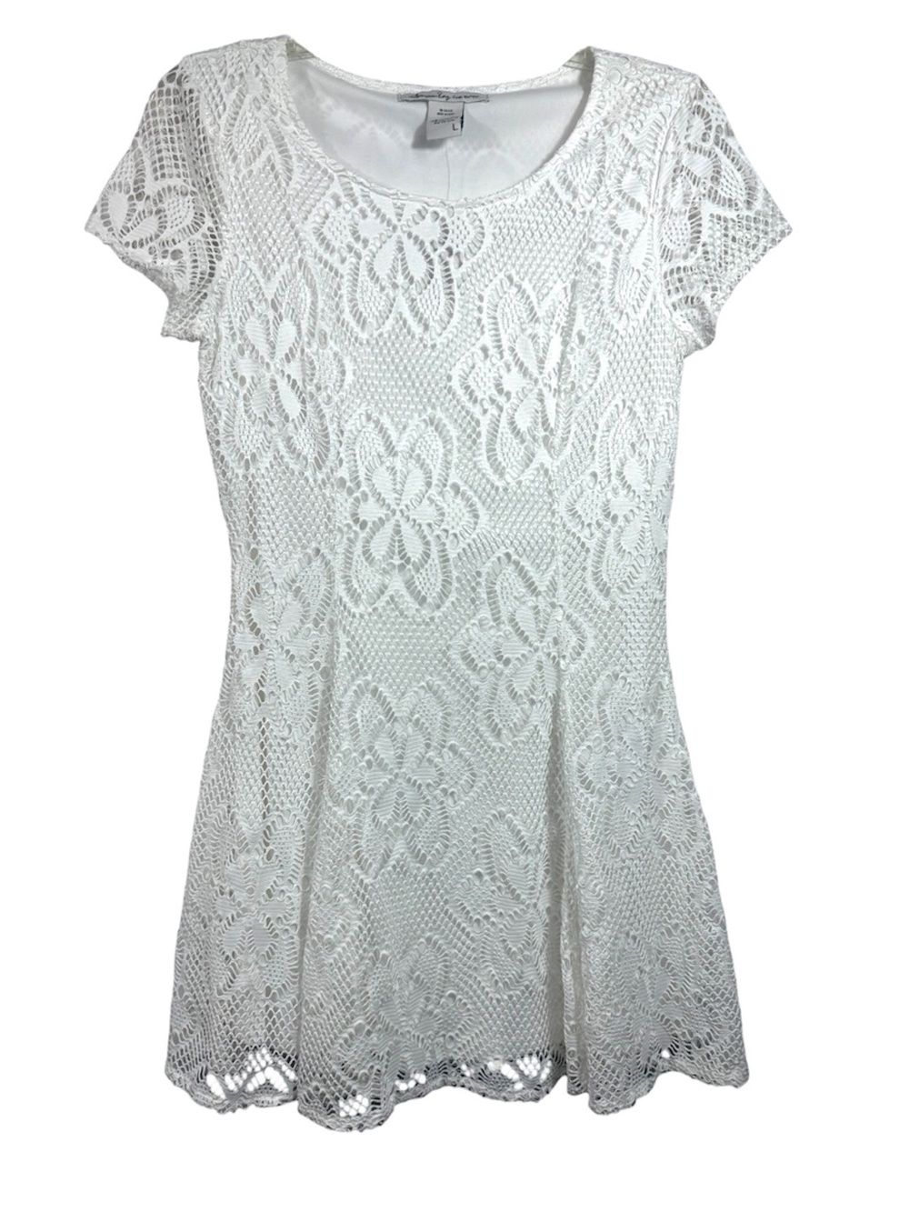 American Rag Cie White Floral Lace Fit & Flare Dress NWT Large